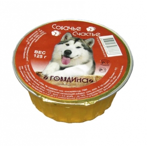 Собачье Счастье Ламистеры для собак Говядина в желе 125гр*16шт (99739)