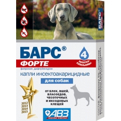 АВЗ Барс ФОРТЕ Капли Инсектоакарицидные для Собак 4 дозы (фипронил)(59772)