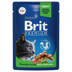Brit Premium Пауч для Стерилизованных кошек Цыпленок в соусе 85гр (57985)