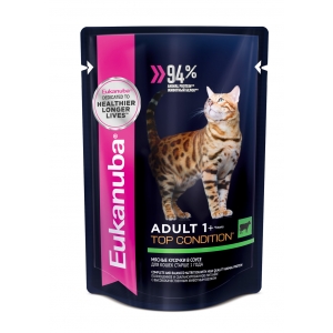 Eukanuba Паучи для Кошек с Говядиной в Соусе 85гр (25090)