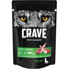 CRAVE Корм консервированный в желе для взрослых собак Ягненок (пауч) 85гр*24шт (101577)