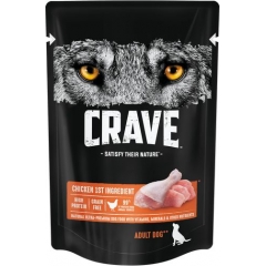CRAVE Корм консервированный в желе для взрослых собак Курица (пауч) 85гр*24шт (101578)