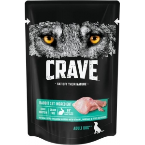 CRAVE Корм консервированный в желе для взрослых собак Кролик (пауч) 85гр*24шт (101580)