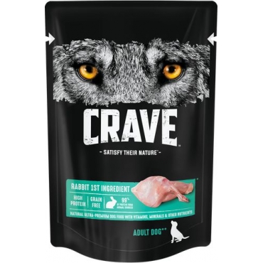 CRAVE Корм консервированный в желе для взрослых собак Кролик (пауч) 85гр*24шт (101580)