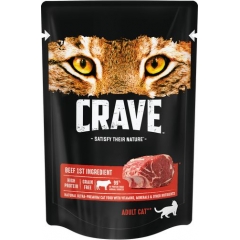 CRAVE Корм консервированный в желе для взрослых кошек Говядина (пауч) 70гр*30шт (101582)