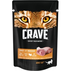 CRAVE Корм консервированный в желе для взрослых кошек Индейка (пауч) 70гр*30шт (101584)