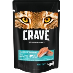 CRAVE Корм консервированный в желе для взрослых кошек Лосось (пауч) 70гр*30шт (101586)