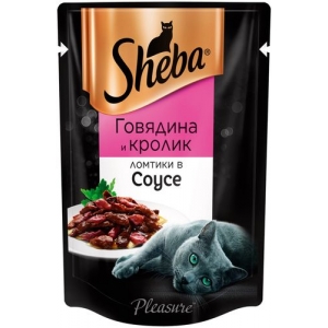 Sheba Pleasure Паучи для кошек Говядина с Кроликом Ломтики в соусе 75гр*28шт (104030)