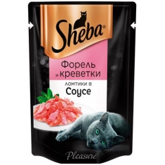 Sheba Pleasure Паучи для кошек Форель с Креветками Ломтики в соусе 75гр*28шт (104031)