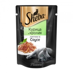 Sheba Pleasure Паучи для кошек Курица с Кроликом Ломтики в соусе 75гр*28шт (104037)