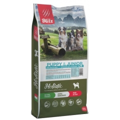Blitz Holistic PUPPY Корм для щенков и юниоров Низкозерновой Утка & Ягненок 12кг (104264)