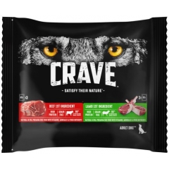 CRAVE Мультипак Набор Корм консервированный полнорационный для взрослых собак всех пород ягнёнок, говядина (3+3) 510гр (104791)