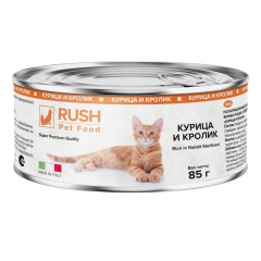 Rush Консервированный корм для кошек Курица и кролик 85гр (106973)
