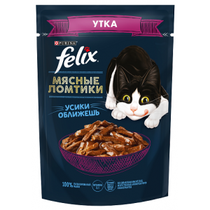 Felix Мясные Ломтики Пауч для взрослых кошек с Уткой 75гр (81343)