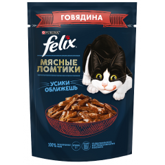Felix Мясные Ломтики Пауч для взрослых кошек с Говядиной 75гр (81341)