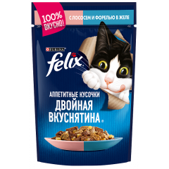 Felix Двойная вкуснятина Пауч для кошек Лосось с Форелью 85гр (81355)