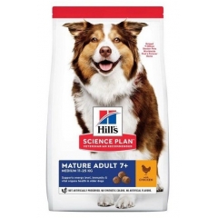 Hill`s Science Plan Mature Adult 7+ Medium Корм для собак Средних пород Старше 7 лет с Курицей