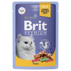 Brit Premium Пауч для взрослых кошек Тунец в желе 85гр (58572)