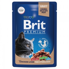 Brit Premium Пауч для Стерилизованных кошек Куриная печень в соусе 85гр (57989)