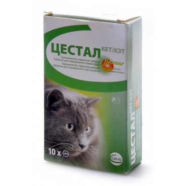 Цестал Кэт Профилактика и Лечение гельминтозов у Кошек со Вкусом печени (10 таблеток)