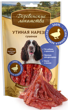 Деревенские лакомства 100% мяса Утиная Нарезка сушеная для собак 90гр (53625)