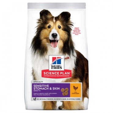 Корм Hill's Science Plan сухой корм для взрослых собак средних пород с чувствительной кожей и/ или пищеварением, с курицей 12кг