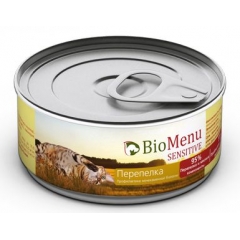 BioMenu SENSITIVE Консервы для кошек мясной паштет с Перепелкой 100гр (29828)