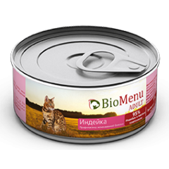 BioMenu Adult Консервы для кошек Мясной паштет с Индейкой 100гр (29823)