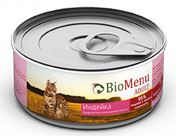 BioMenu Adult Консервы для кошек Мясной паштет с Индейкой 100гр (29823)