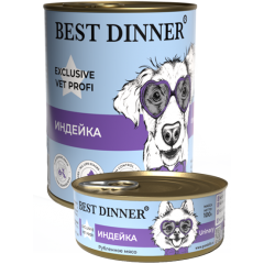 Best Dinner Exclusive Vet Profi Urinary Консервы для собак профилактика МКБ Индейка с картофелем 340гр*12шт (7675)
