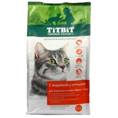 Titbit Корм для Кошек с мясом Индейки и Овощами 1,5кг (104238)