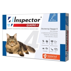 Inspector Quadro инсекто-акарицидные капли от всех паразитов для кошек (8-15кг)(87708)