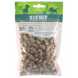 Titbit Золотая коллекция подушечки с обсыпкой из говяжьего рубца для собак 80гр (44200)
