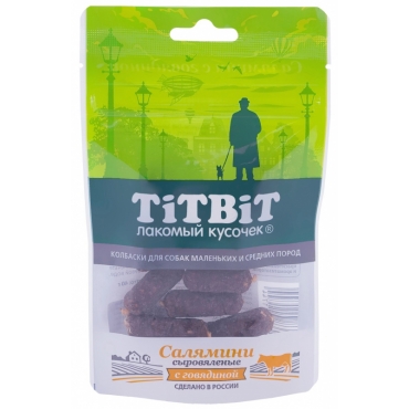 Titbit Сыровяленые Колбаски для Собак "Salamini" с Говядиной 40гр (40633)
