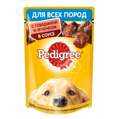 Pedigree Паучи для Взрослых Собак Говядина с Ягнёнком в соусе 85гр*28шт (88610)