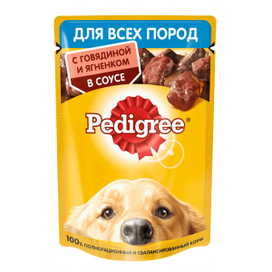 Pedigree Паучи для Взрослых Собак Говядина с Ягнёнком в соусе 85гр*28шт (88610)