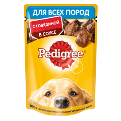 Pedigree Паучи для Взрослых Собак Говядина в Соусе 85гр*28шт (88609)