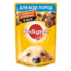 Pedigree Паучи для Взрослых Собак Телятина и Печень в Желе 85гр*28шт (88613)