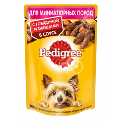 Pedigree Паучи для Собак Мелких пород Говядина с Овощами в соусе 85гр*24шт (88615)