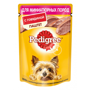 Pedigree Паучи для Собак Мелких пород Паштет с Говядиной 80гр*24шт (88617)