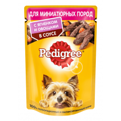 Pedigree Паучи для Собак Мелких пород Ягнёнок с Овощами в соусе 85гр*24шт (88616)