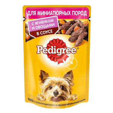 Pedigree Паучи для Собак Мелких пород Ягнёнок с Овощами в соусе 85гр*24шт (88616)