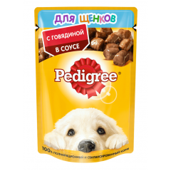 Pedigree Паучи для Щенков с Говядиной в соусе 85гр*28шт (88607)