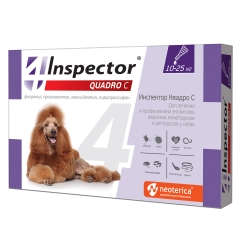Inspector Quadro Капли Инсекто-Акарицидные от всех паразитов для собак от 10кг до 25кг (1 пипетка)(87711)