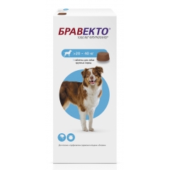 Intervet Бравекто Жевательная таблетка для собак 1000мг весом 20-40кг (40281)
