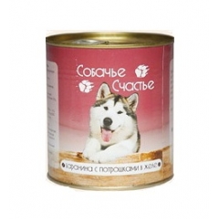 Собачье Счастье Консервы для собак Баранина с Потрошками в Желе 750гр (43227)