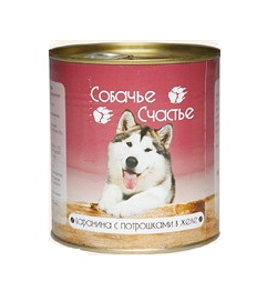 Собачье Счастье Консервы для собак Баранина с Потрошками в Желе 750гр (43227)