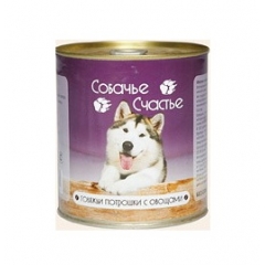 Собачье Счастье Консервы для собак Говяжьи Потрошки с Овощами 750гр (43226)