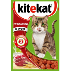 KiteKat Пауч для Кошек Говядина в Соусе 85гр*28шт (65308)