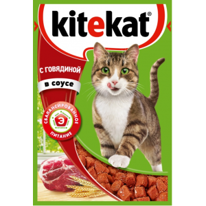 KiteKat Пауч для Кошек Говядина в Соусе 85гр*28шт (65308)